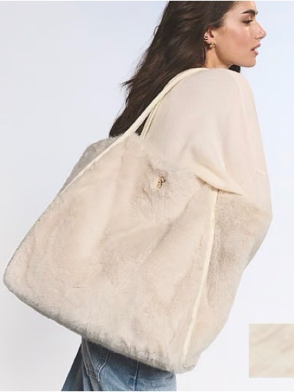 Victoria's Secret Cream Faux Fur Tote